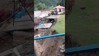 Landslide washes away riverbank in Nepal [upl. by Brine]