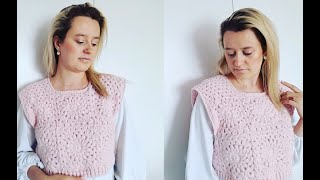 Sweter na szydełku z kwadratów babuni  Crochet sueter for woman part 1 [upl. by Airalav]