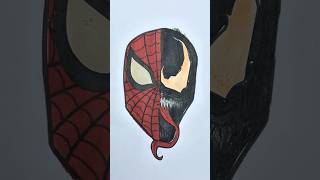 Spider man verse 3 and venom miles morales acrylic paint colour art art drawing milesmorales [upl. by Llerret2]