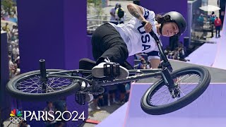 USAs Benegas snags silver Chinas Deng wins gold in BMX Freestyle  Paris Olympics  NBC Sports [upl. by Brigette]