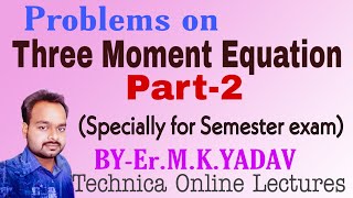 THREE MOMENT THEOREM02 Problems on 3 moment equation Structural analysis2 [upl. by Enetsirk]