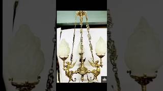 Antique Vintage Old Art Nouveau Brass Mermaid CeilingHanging Chandelier Lamp Light [upl. by Rue]