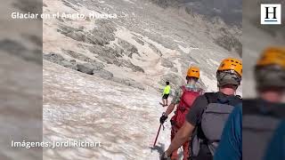 ​🏔️​😱​ IMPRUDENCIA de un MONTAÑERO bajando el glaciar del ANETO [upl. by Kavanaugh]