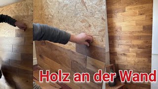 Parkett an der Wand verlegen  Eine Wand mit Parkett verkleiden  Dunkles Holz an der Wand [upl. by Cl]