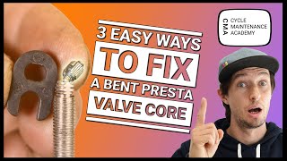 A bent top of the tube valve  3 easy ways to fix a Presta valve core [upl. by Ynavoj]