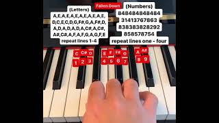 Fallen Down piano tutorial letters and numbers [upl. by Monty]