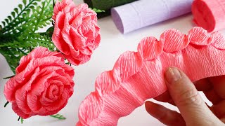 DIY 🌹 How to Make Paper Roses 🌹 Crepe paper decorating ideas [upl. by Domineca769]