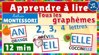 Méthode Montessori  Tous les graphèmes  2 3 et 4 lettres sans fond musical [upl. by Aysa]