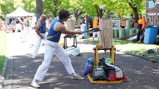 Woodchopping competition  Australia Day 2014 Melbourne [upl. by Addiego353]