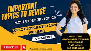 Geoscientist2024PrelimsMost expected topicsChemistryUPSCGeochemistImportant topics [upl. by Niwre]