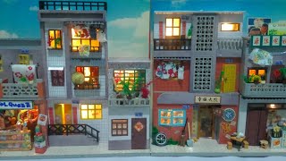 building 5 happiness courtyard part 2 combination  DIY miniature wooden bookshelf [upl. by Aremaj]