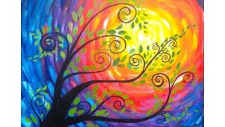 Whimsical Tree Beginner Acrylic Painting  TheArtSherpa [upl. by Corney785]