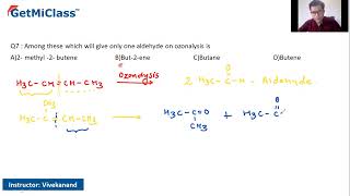 Aldehyde on ozonanalysis KCET 11th Chemistry Hydrocarbons [upl. by Nylg129]