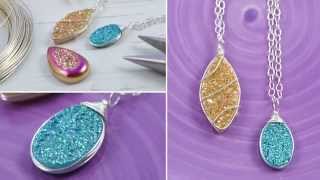 DIY Wire Wrapped Druzy Necklace  Jewelry Tutorial [upl. by Ard144]