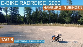 810 EBike Radreise 2020 Hamburg Tübingen  Tag 8 von Würzburg nach Braunsbach [upl. by Adnohsek972]