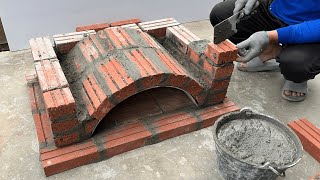 CEMENT IDEAS VERY EASY  Build A Wood Stove From Red Bricks Cement Sand [upl. by Ylrac]