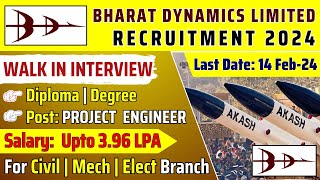 BDL Recruitment 2024 Project Engineer  Salary Up to 396 LPA  Apply Now [upl. by Buehrer387]