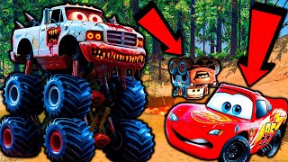 ⚠️Big amp Small vs Epic Escape⚠️McQueen and Mater VS 4 ZOMBIE MONSTER TRUCKS in BeamNGDrive [upl. by Swerdna]