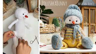 Crocheted Snowman  How to Assemble  PolushkaBunny [upl. by Sparks882]