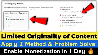 Limited Originality of Content Facebook Solution  How to Remove Limited Originality of Content 2021 [upl. by Readus]