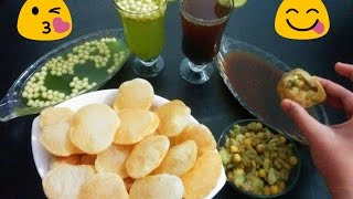 Suji ki puri  khatta meetha pani and teekha pani recipe in hindi  Pani puri full chaat in hindi [upl. by Eenwahs]