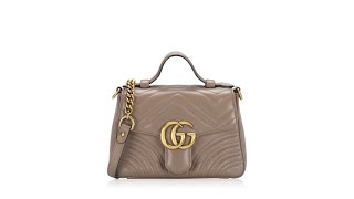 Gucci GG Marmont Matelasse Mini Top Handle Shoulder Bag Porcelain Rose [upl. by Ahseal766]