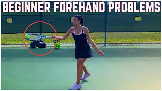 Beginner Forehand Problems  Tennis Lesson [upl. by Herc]