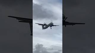 flybe bombardierjets Q400 overhead arrival at Manchester Airport shorts [upl. by Hector]