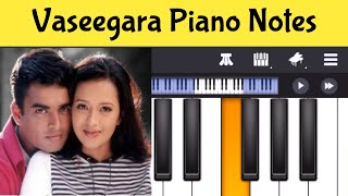 Vaseegara Piano Notes  Tamil Songs Piano Notes [upl. by Minne845]