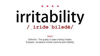 How to pronounce irritability  Vocab Today [upl. by Boothe513]