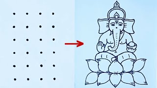 Easy Lord Ganesha drawing from 4×6 dots step by step  Easy Lord Ganesha Rangoli [upl. by Sone]