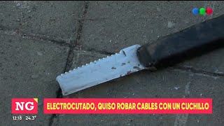 Electrocutado quiso robar cables con un cuchillo  Telefe Rosario [upl. by Warrin359]