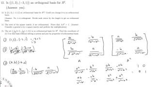 Orthogonal Basis and Orthonormal Basis Sample Questions  Linear Algebra [upl. by Aihsatsan]