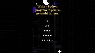 pyramid pattern using pythonInterview questionpython3 coding pythonforbeginners [upl. by Noet]