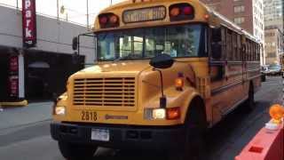 PRIVATE NEW YORK CITY SCHOOL BUSES PICK UP STUDENTS AT W 59TH ST amp 10TH AVENUE ON UPPER WESTSIDE [upl. by Pangaro172]