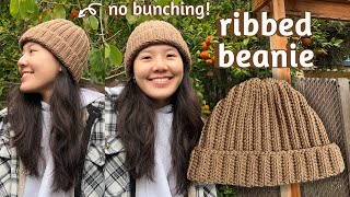 Easy Crochet Ribbed Beanie Tutorial for Beginners  No Bunch Beanie  KnitLike Crochet Beanie [upl. by Burhans]