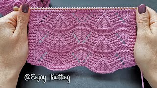 ЧУДЕСНЫЙ Ажурный Узор Спицами Треугольники  How to knit Lacy Pyramids Stitch pattern [upl. by Elaweda]