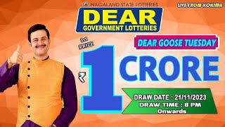 DEAR LOTTERY LIVE 8PM DRAW 21112023  NAGALAND STATE LOTTERY SAMBAD [upl. by Yllatan]