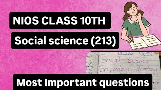 NIOS class 10th social science 213most important questions for exam 👈 [upl. by Imoan463]