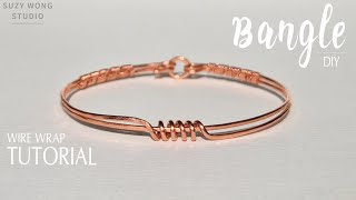 Simple Wire Wrap Bangle Tutorial DIY Bracelet Easy Bangle DIY Jewelry How to make [upl. by Salim]