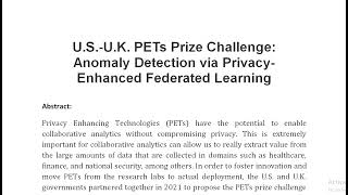 U S U K PETs Prize Challenge Anomaly Detection via Privacy Enhanced Federated Learning [upl. by Fee]