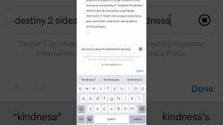 How Chat GPT feels about Indebted Kindness destiny2 shorts [upl. by Michelsen]