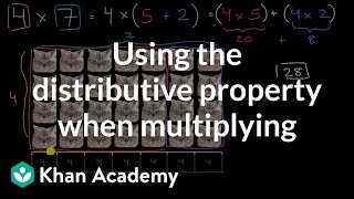 Using the distributive property when multiplying [upl. by Hamas]