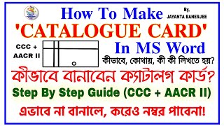 Make Library Catalogue Card in MS Word • CCC  AACR 2 • Step by step Guide • With Related Questions [upl. by Karina]