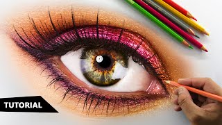 How to Draw Realistic EYE with Colored pencils  Tutorial for BEGINNERS [upl. by Arikal]