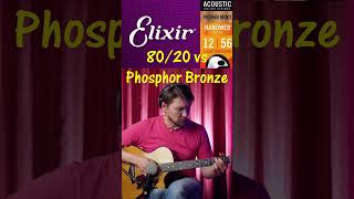 Comparison of Elixir Acoustic Guitar 8020 vs Phosphor Bronze strings Fingerpicking open strings [upl. by Yeslah205]