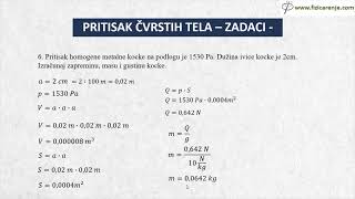 Pritisak čvrstih tela zadaci drugi deo  Fizika za šesti razred [upl. by Nodlehs61]