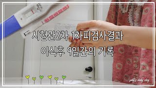 시험관 브이로그 시험관2차  1차피검사결과  착상통증상  냉동배아이식  처음본2줄임테기  웃지못하는이유 🥲 [upl. by Campman]