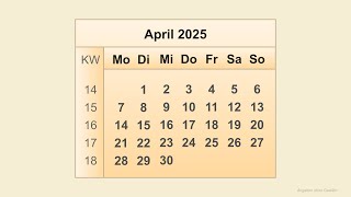 Kalender April 2025 [upl. by Hachman585]