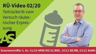 RÜVideo 0220 TeilRücktritt vom Versuch der räuberischen Erpressung mit Todesfolge [upl. by Htenay]